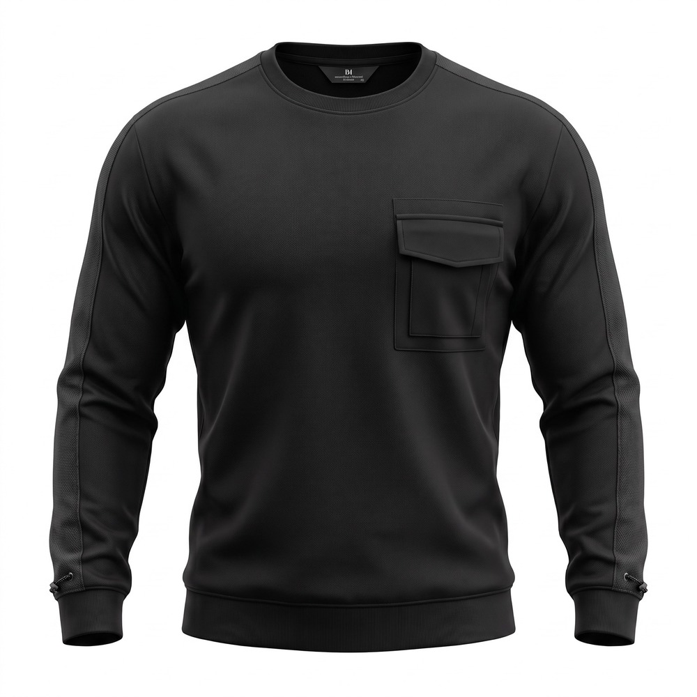Mind Bridge Future of Workwear 105 Black Utility Pocket Techwear Sweatshirt